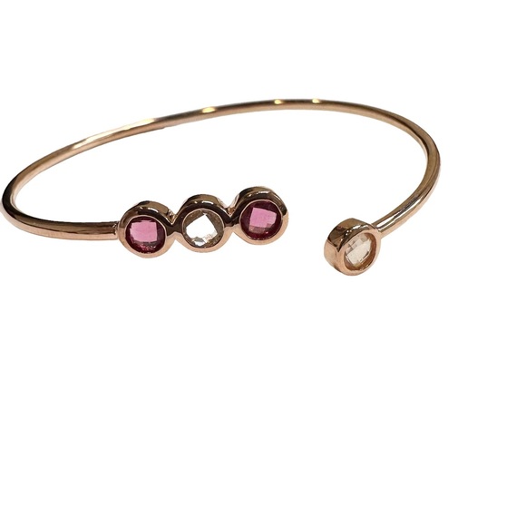 Nordstrom Bracelet Womens Rhodium Rose Gold Bangle Pink - Picture 1 of 6